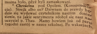 Chróścina, Nowiny Codzienne cz.1 (05.11.1919)