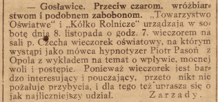 Gosławice, Nowiny Codzienne (08.11.1919)