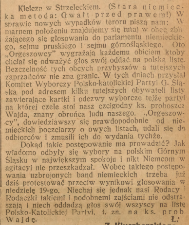 Kielcza, Górnoślązak (18.11.1922)