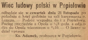 Popielów, Nowiny (19.11.1918)