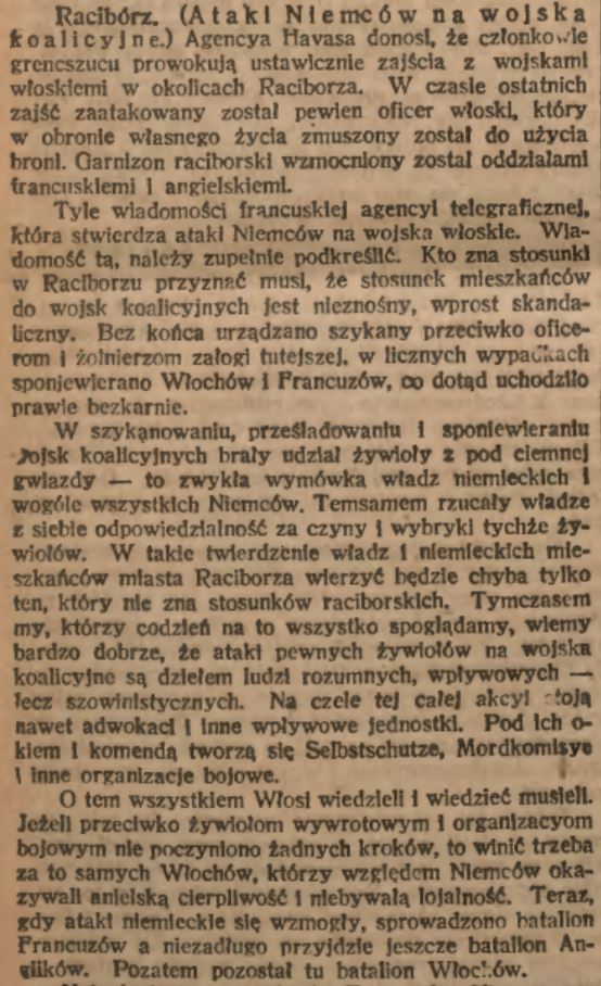 Kędzierzyn, Opole, Gliwice, Nędza, Racibórz, Katolik cz.1 (26.11.1921)