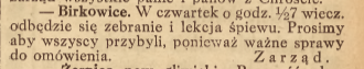 Birkowice, Nowiny Codzienne (03.12.1919)
