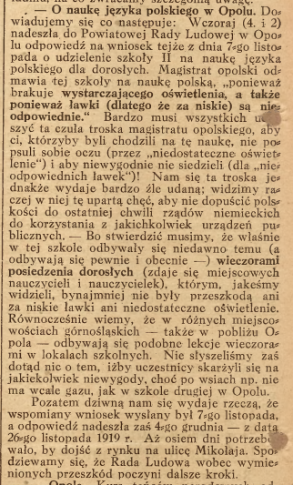 Opole, Nowiny Codzienne (07.12.1919)