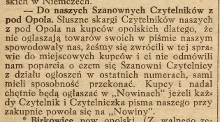 Opole, Nowiny Codzienne (10.12.1919)