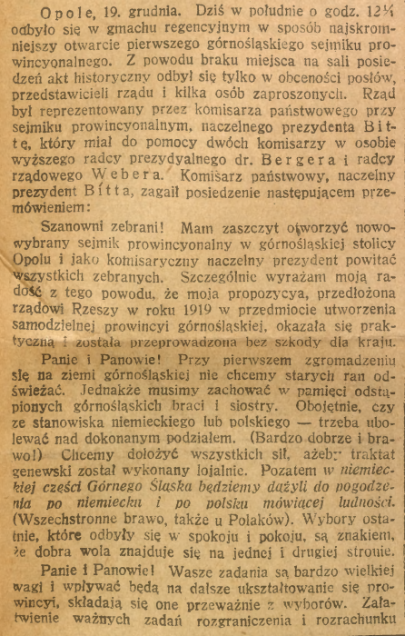 Opole, Wrocław, Górnoślązak cz.2 (20.12.1922)