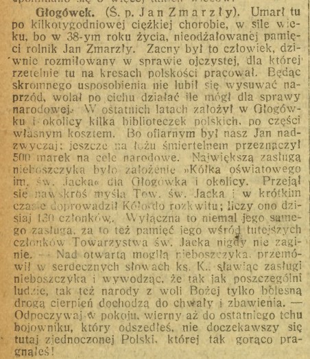 Głogówek, Głos Śląski (31.12.1918)