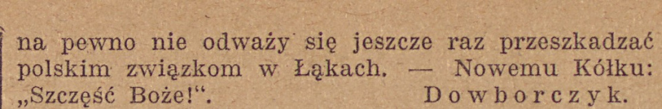 Łąki Kozielskie, Gazeta Opolska cz.2 (30.03.1920)