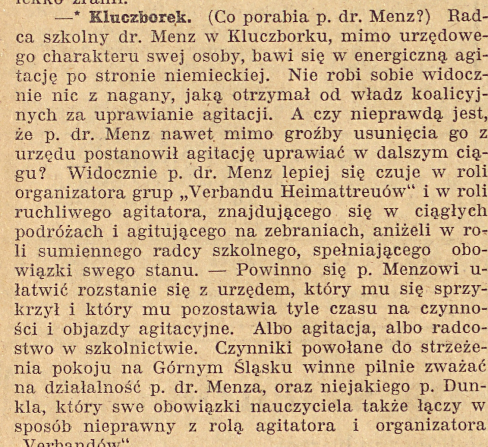 Kluczbork, Gazeta Opolska, (09.09.1920)