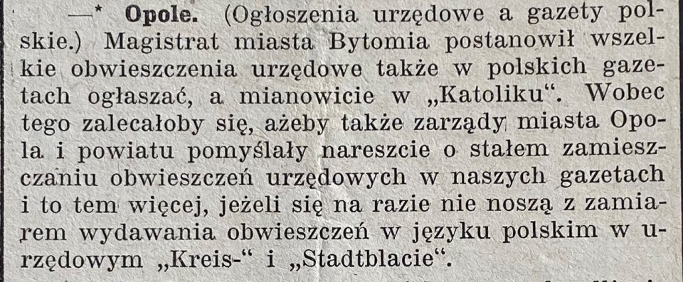 Opole - Gazeta Opolska - 27.09.1919