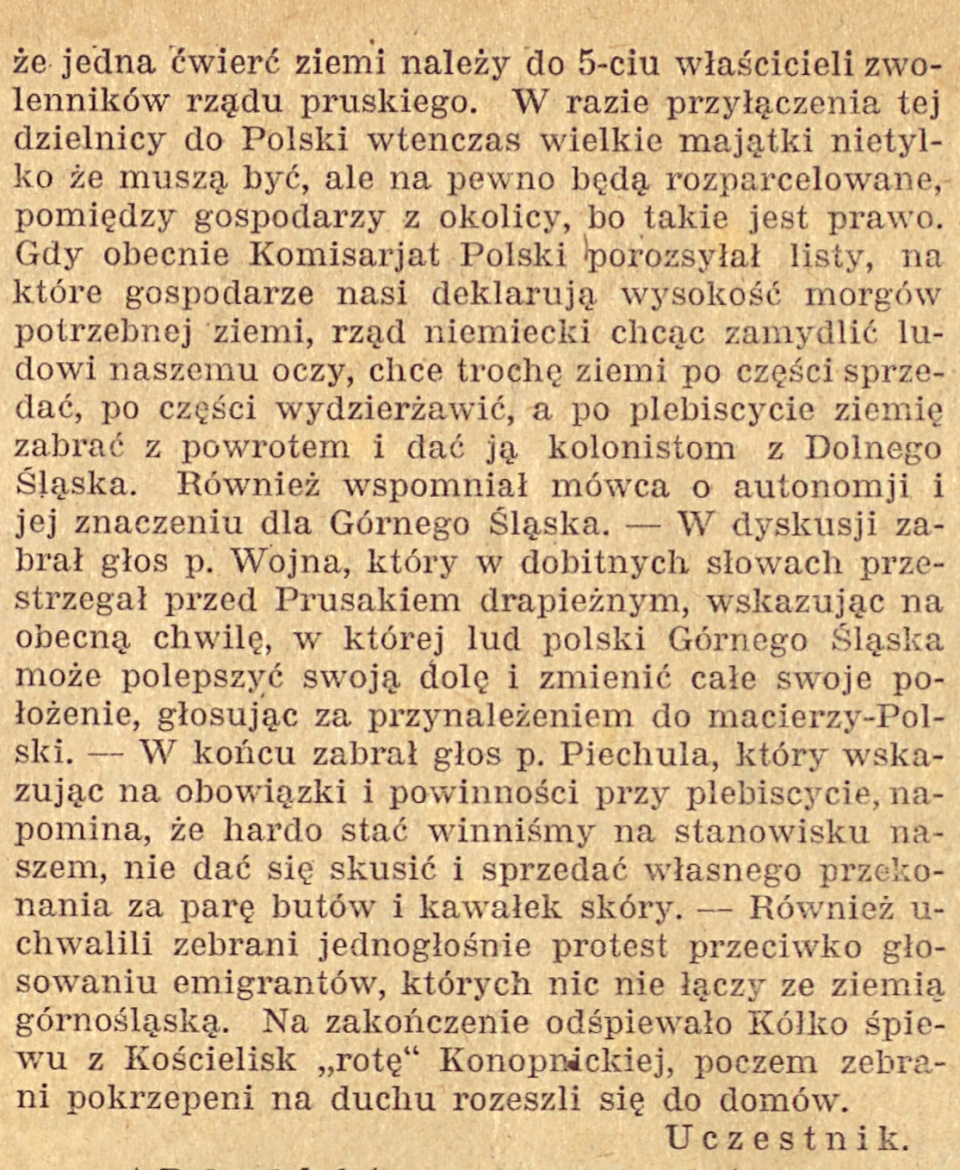 Kościeliska, Gazeta Opolska cz.2 (28.09.1920)