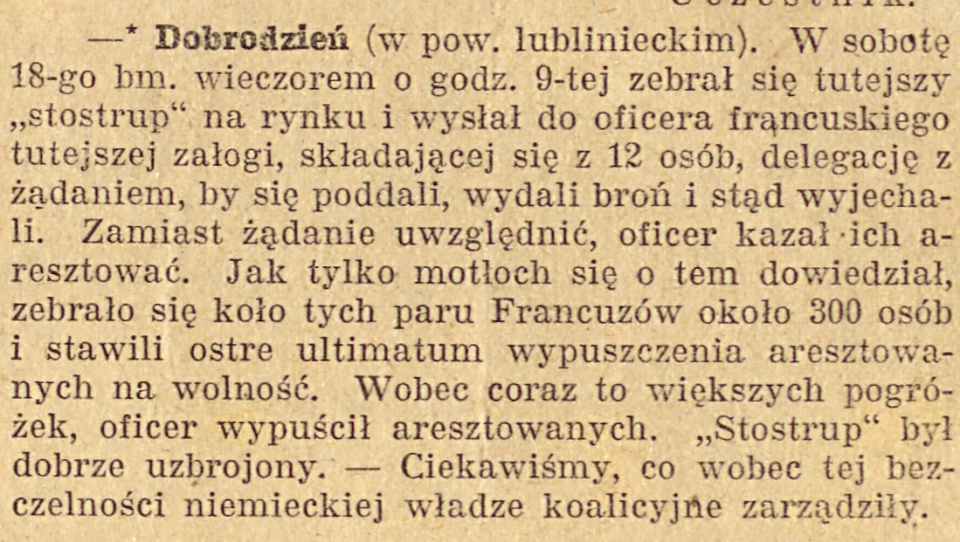 Dobrodzień, Gazeta Opolska (28.09.1920)
