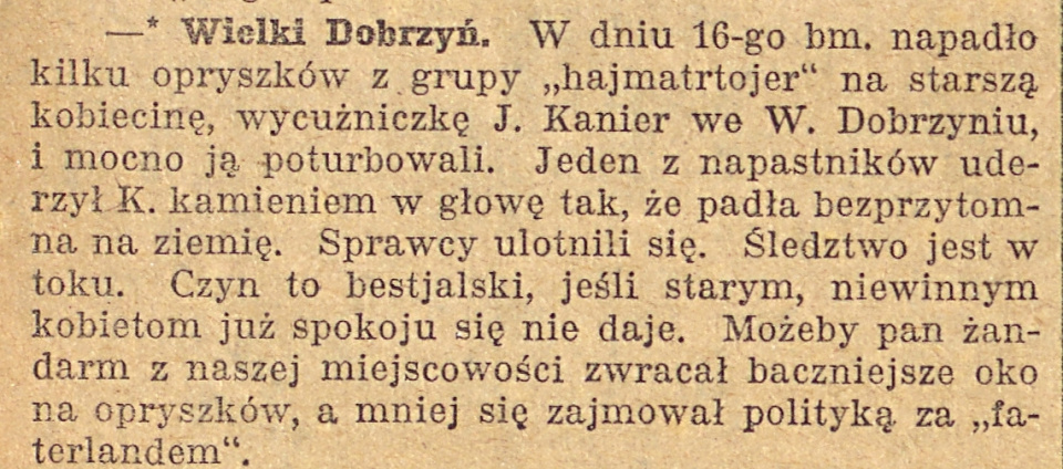 Dobrzeń Wielki, Gazeta Opolska (21.10.1920)