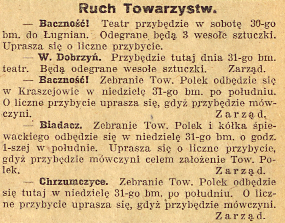 Łubniany, Dobrzeń Wlk, Krasiejów, Biadacz, Chrząszczyce, Gazeta Opolska (28.10.1920)