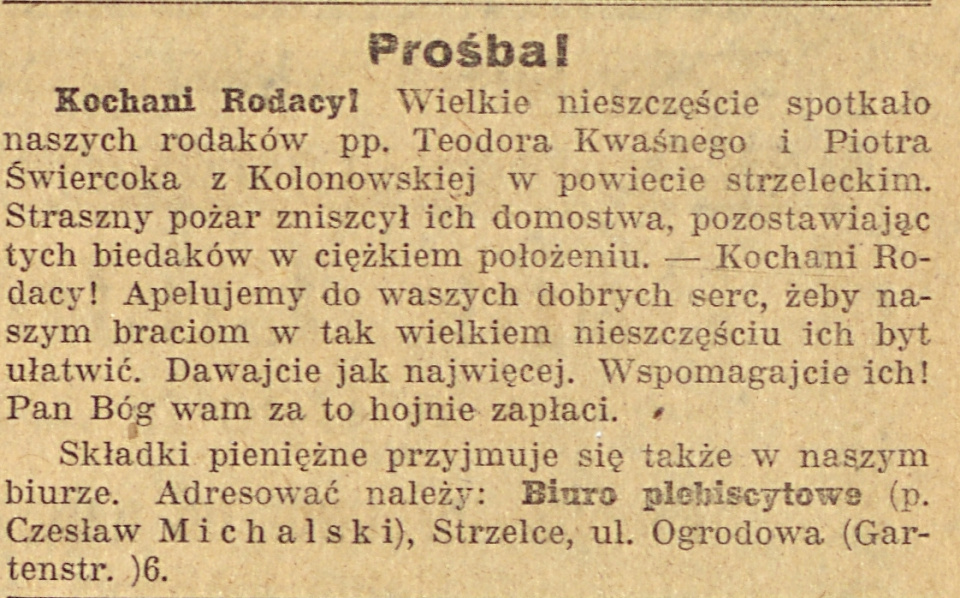 Kolonowskie, Strzelce Opolskie, Gazeta Opolska (19.11.1920)