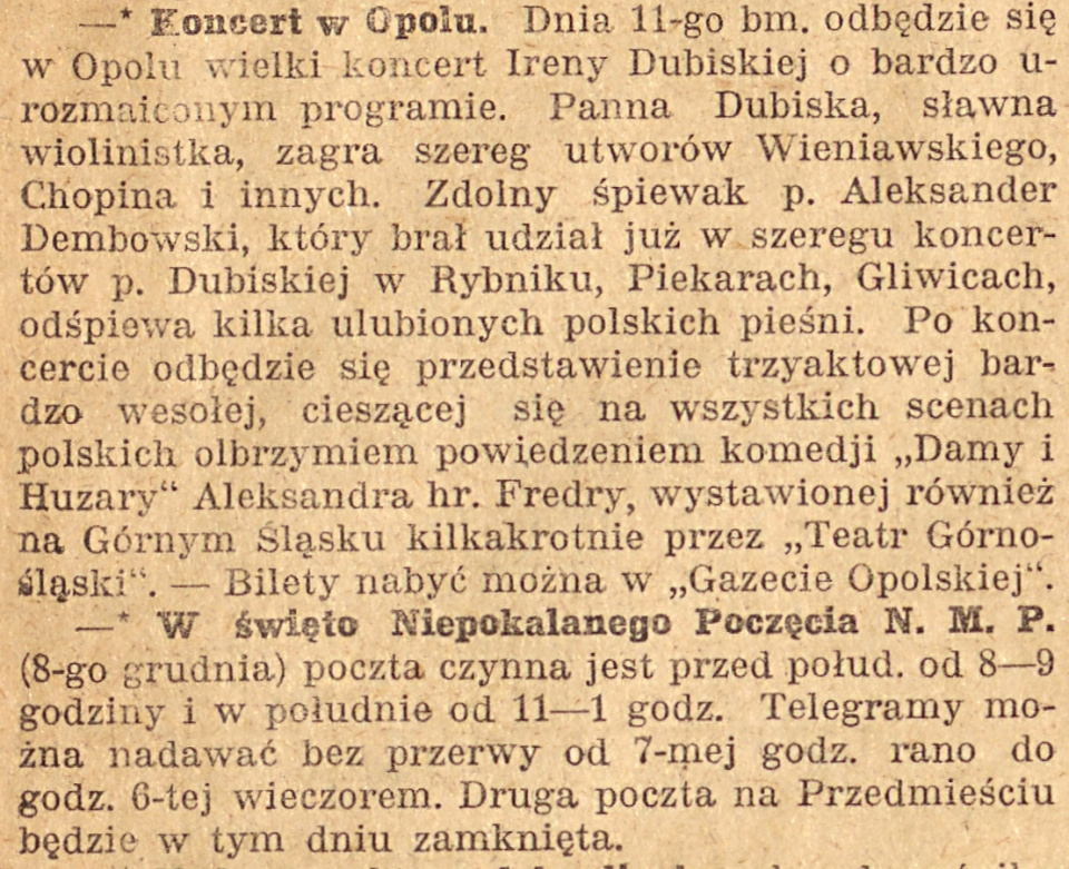 Opole, Gazeta Opolska (07.12.1920)
