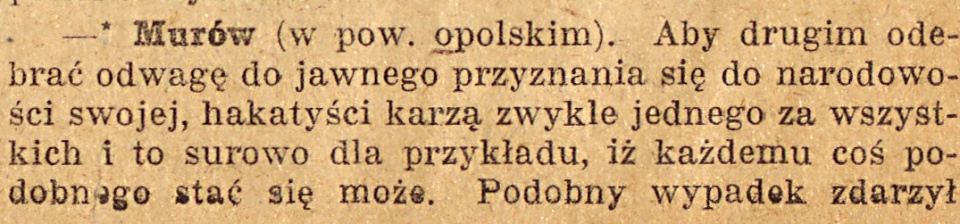 Murów, Gazeta Opolska cz.1 (08.12.1920)