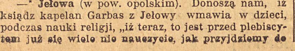 Jełowa, Gazeta Opolska cz.1 (14.12.1920)