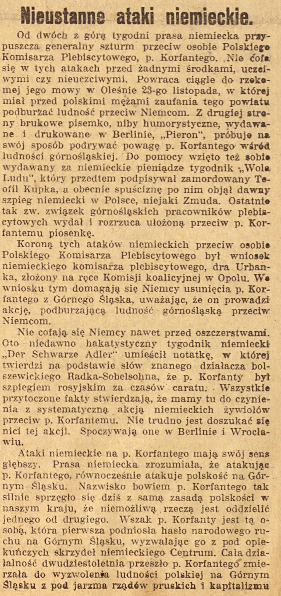 Bytom, Olesno, Opole, Gazeta Opolska cz.1 (17.12.1920)