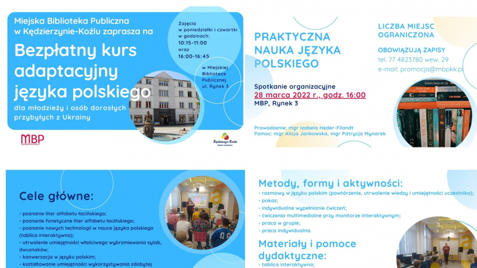 Безкоштовні заняття з української мови для біженців у Кендзєжині-Козьле