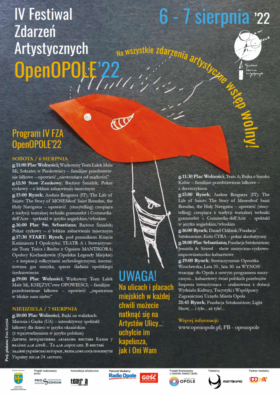 У 4-му Фестивалі вуличних театрів в Ополі цих вихідних візьмуть участь і українські актори (плакат міська рада Ополя)