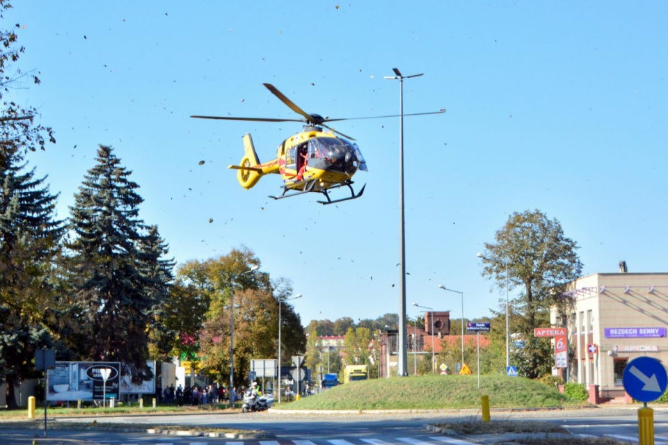 Helikopter lądował w centrum Nysy [fot. Daniel Klimczak]