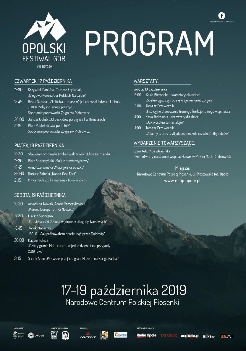 VIII Opolski Festiwal Gór plakat program