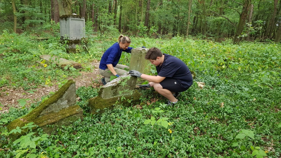 Sprzątanie cmentarza żydowskiego w Niezdrowicach [fot. A. Pospiszyl]