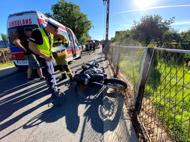 Zderzenie motocykla z samochodem dostawczym w Opolu-Chmielowicach
