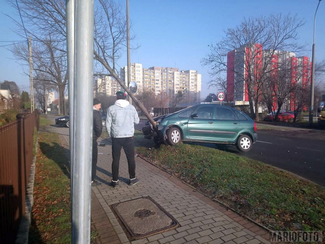 Opole: kolizja na Prószkowskiej, jedno z aut uderzyło w drzewo