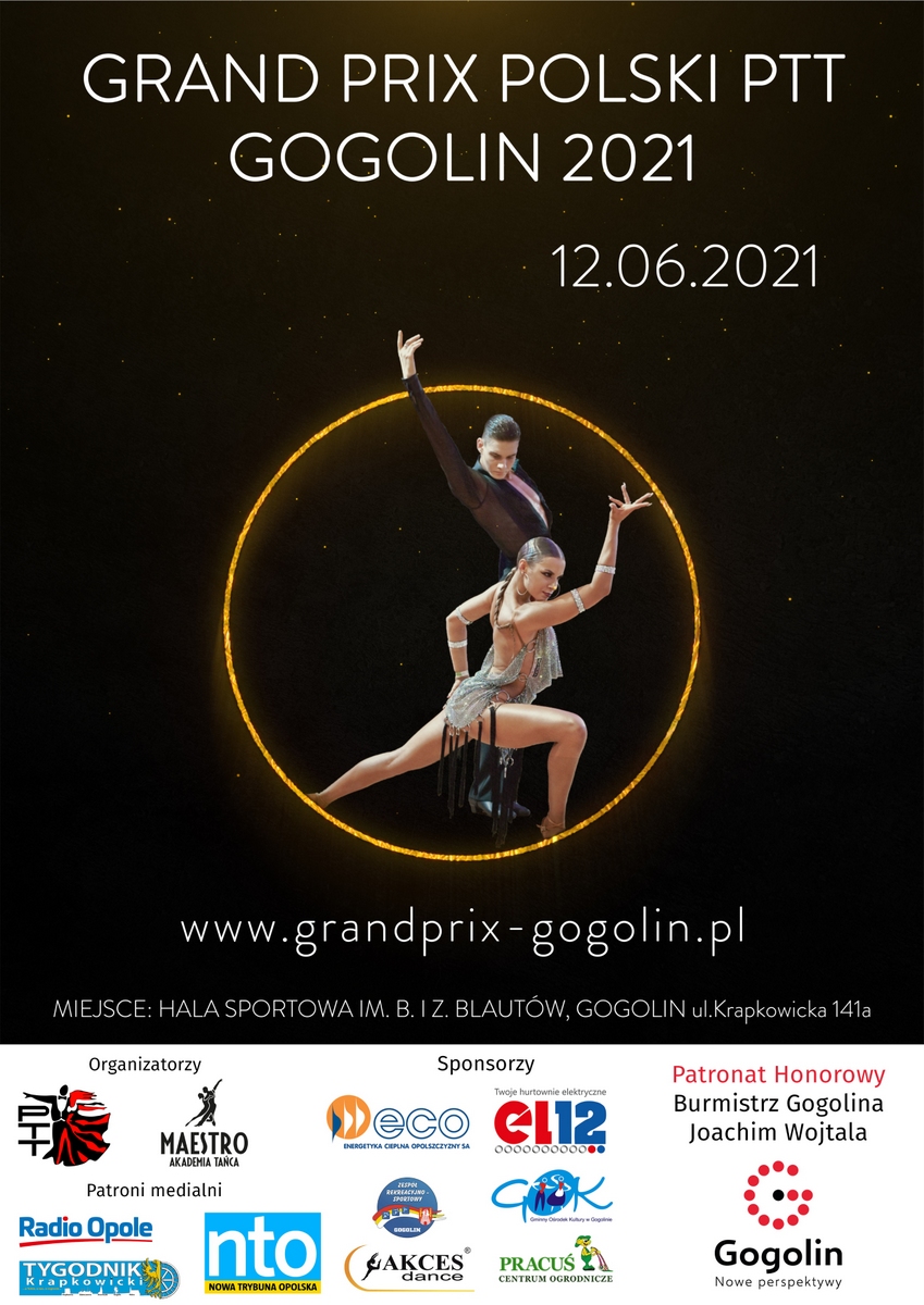 Plakat Grand Prix Polski PTT w tańcu towarzyskim w Gogolinie