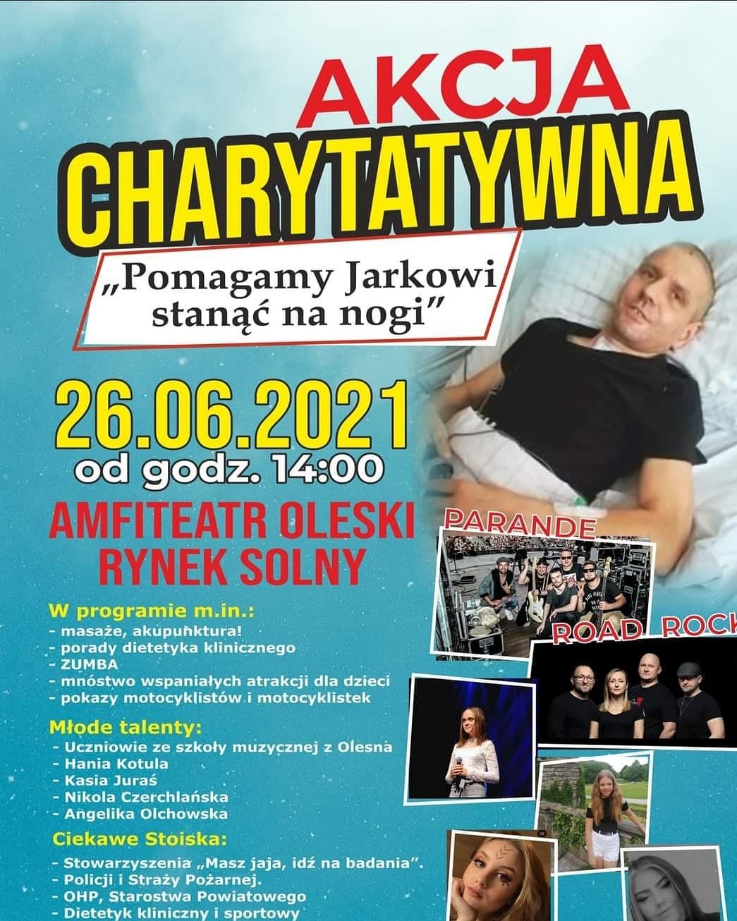 W sobotę w Oleśnie koncertowo można pomóc! „Pomagamy Jarkowi stanąć na nogi”!