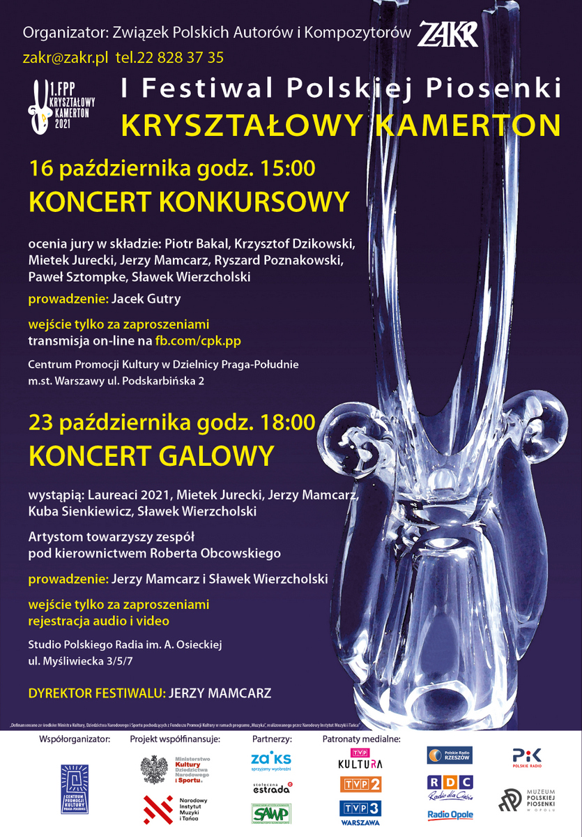 ZAKR -plakat I Festiwal Polsiej Piosenki KRYSZTAŁOWY KAMERTON 2021