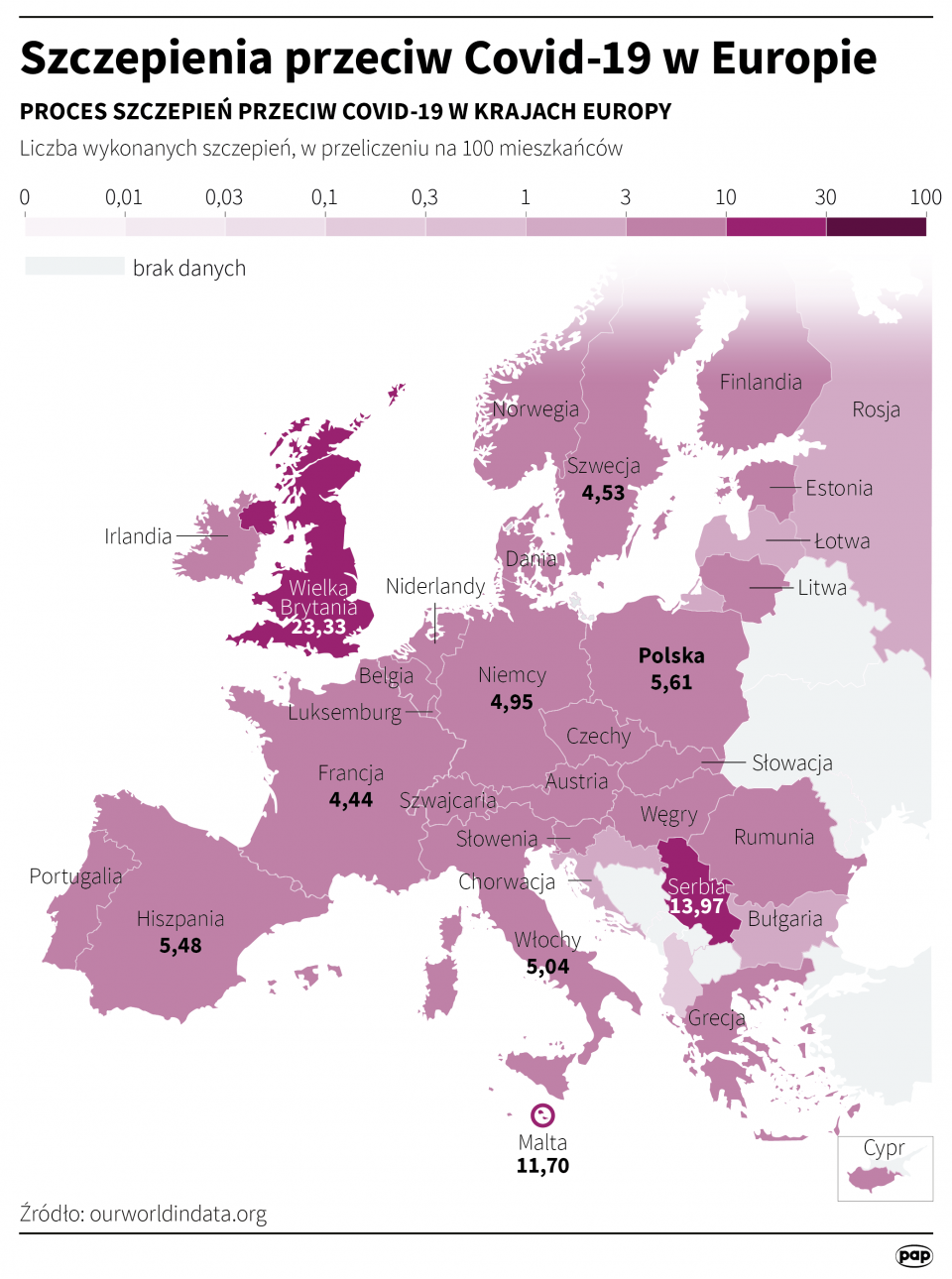 Szczepienia przeciw COVID-19 w Europie [autor: Maria Samczuk, źródło: PAP]