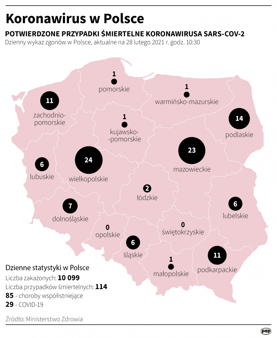 Koronawirus w Polsce stan na 28 lutego [autor: Maciej Zieliński, źródło: PAP]