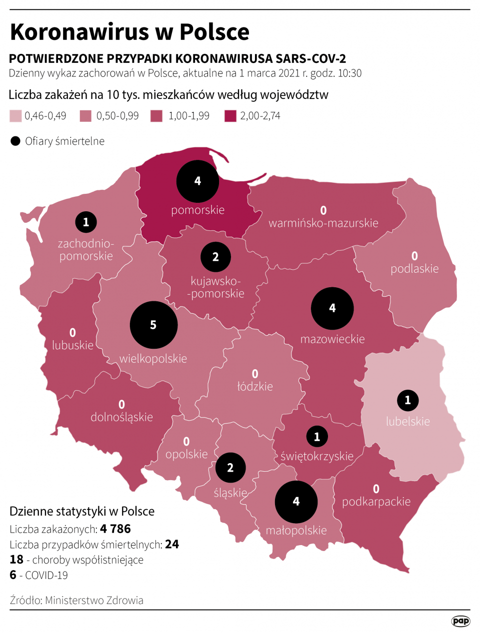 Koronawirus w Polsce stan na 01 marca [autor: Maciej Zieliński, źródło: PAP]