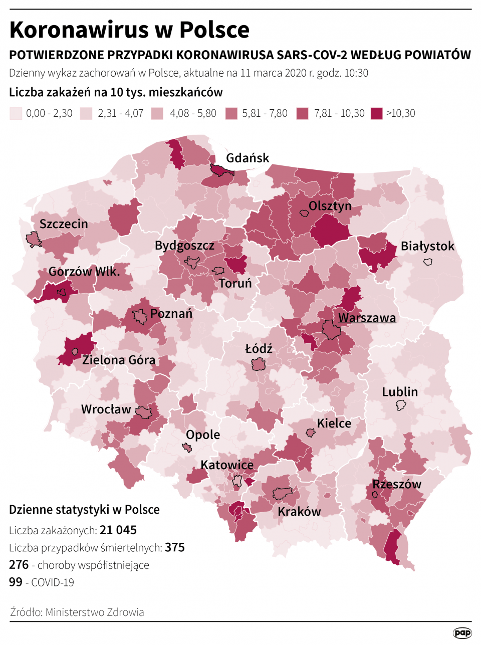 Koronawirus w Polsce stan na 11 marca [autor: Maciej Zieliński, źródło: PAP]