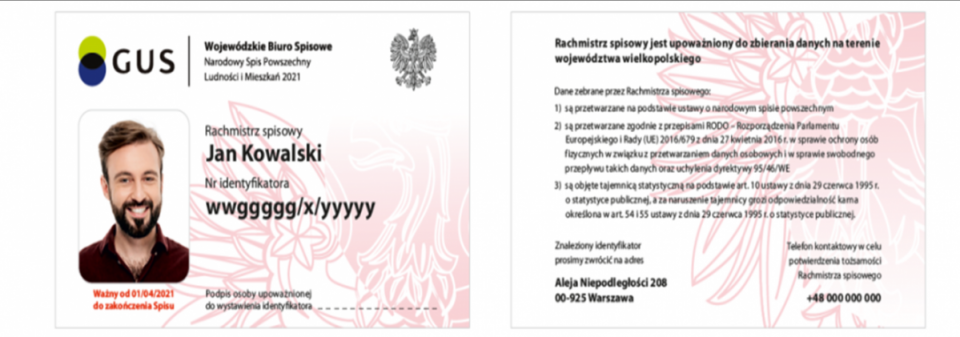 Wzór legitymacji rachmistrza [źródło - opolska.policja.gov.pl]