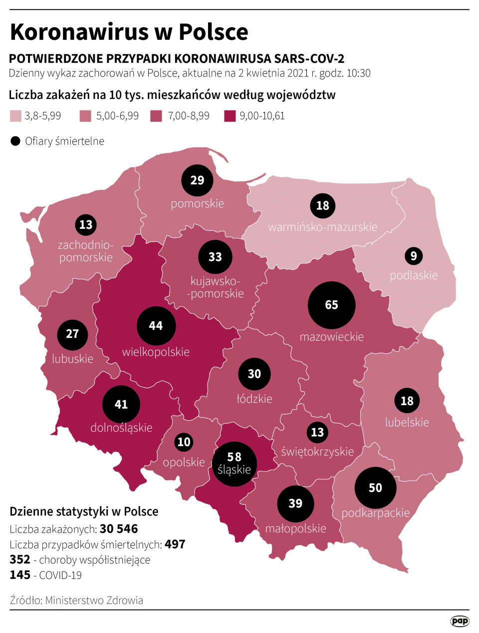 Koronawirus w Polsce - stan na 2 kwietnia [Autor: Maria Samczuk, źródło: PAP]