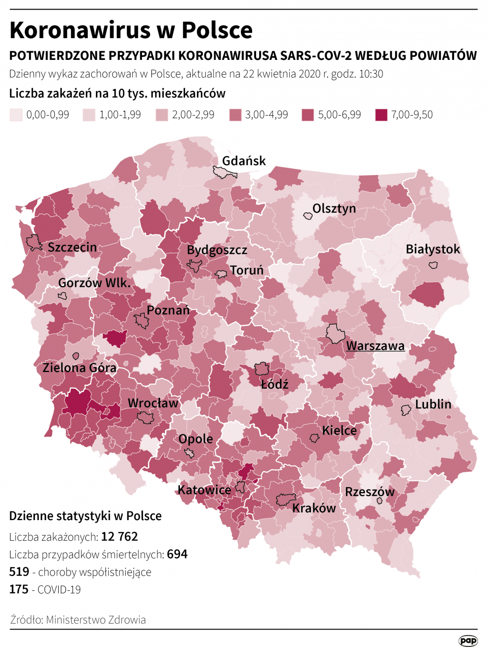 Koronawirus w Polsce stan na 22 kwietnia [autor: Maciej Zieliński, źródło: PAP]