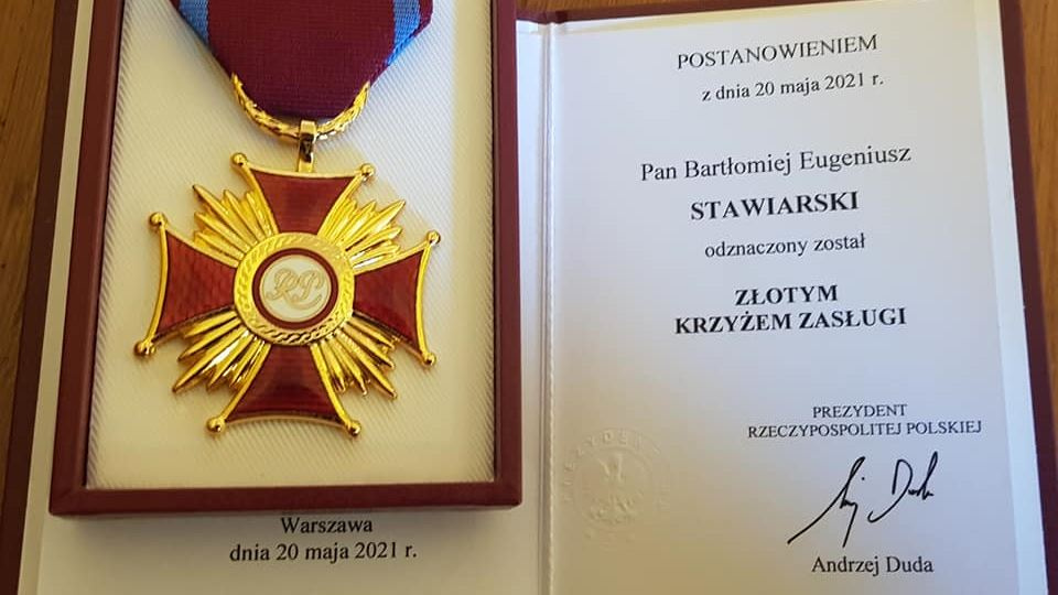 Bartłomiej Stawiarski otrzymał Złoty Krzyż Zasługi [fot. Bartłomiej Stawiarski]