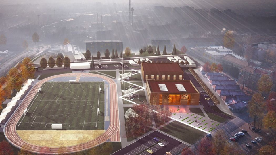 Projekt zagospodarowania stadionu miejskiego w Nysie [rys. PWSZ Nysa]