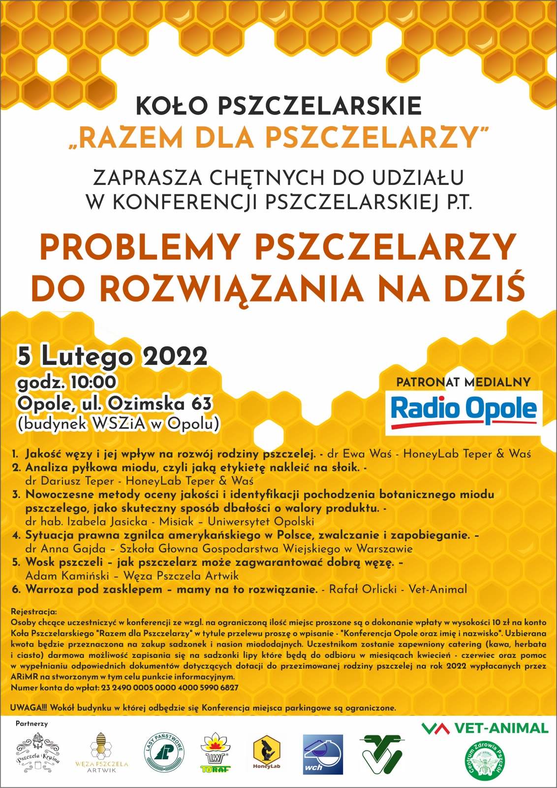 Plakat konferencji o pszczelarstwie 