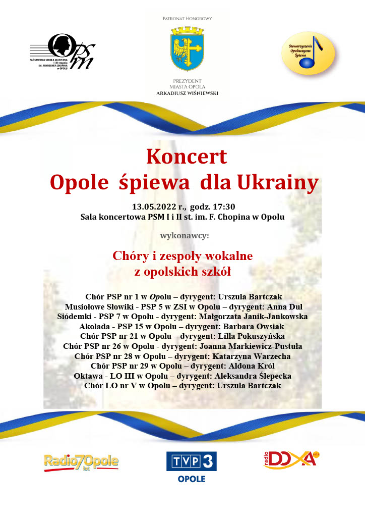 Plakat - koncert Opole śpiewa dla Ukrainy