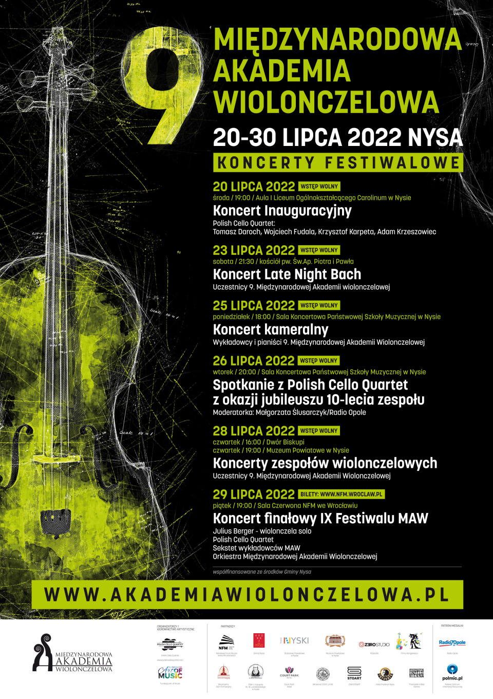 9. Międzynarodowa Akademia Wiolonczelowa - plakat wydarzenia