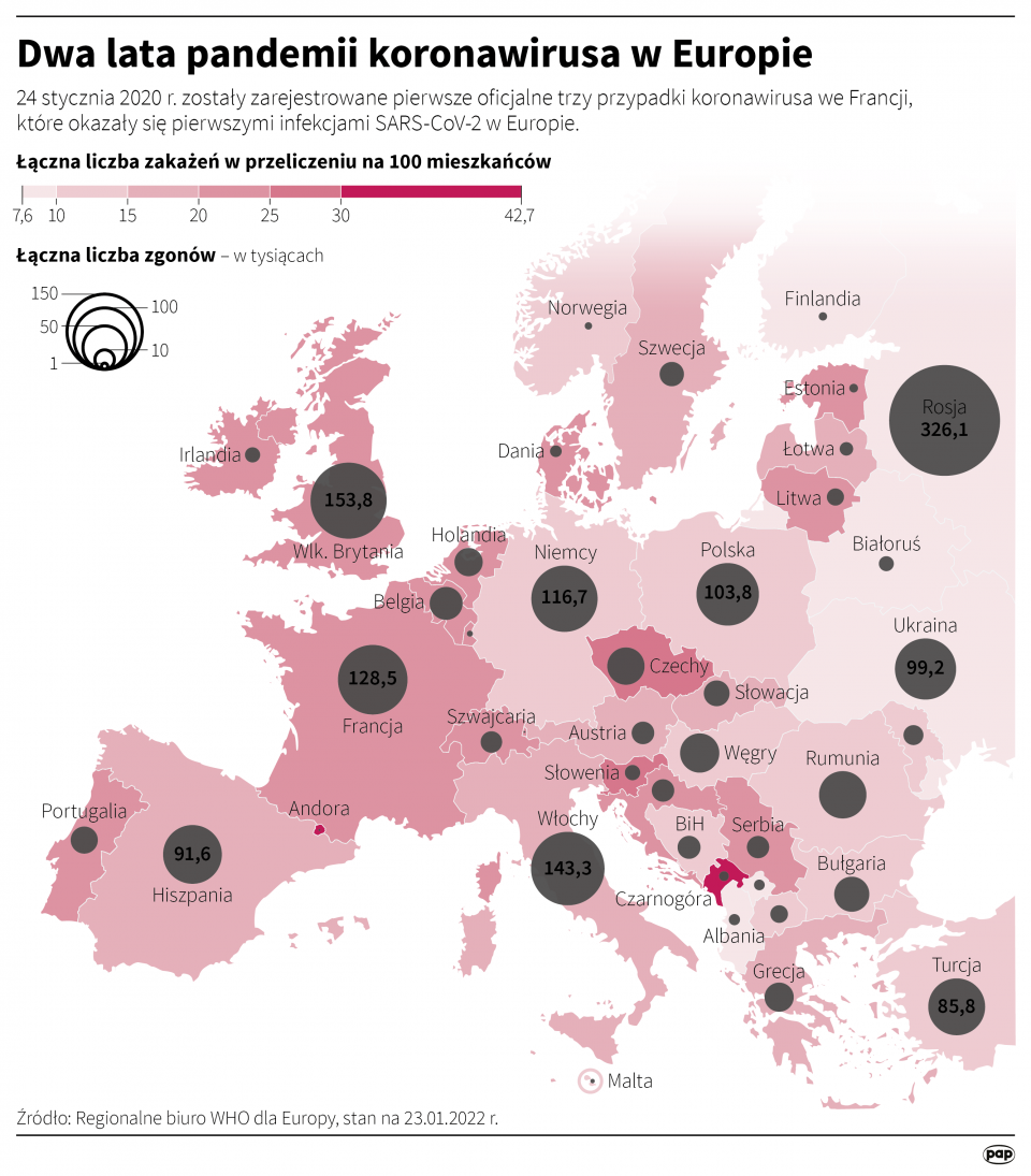 Pandemia koronawirusa w Europie [Autor: Maciej Zieliński, PAP]