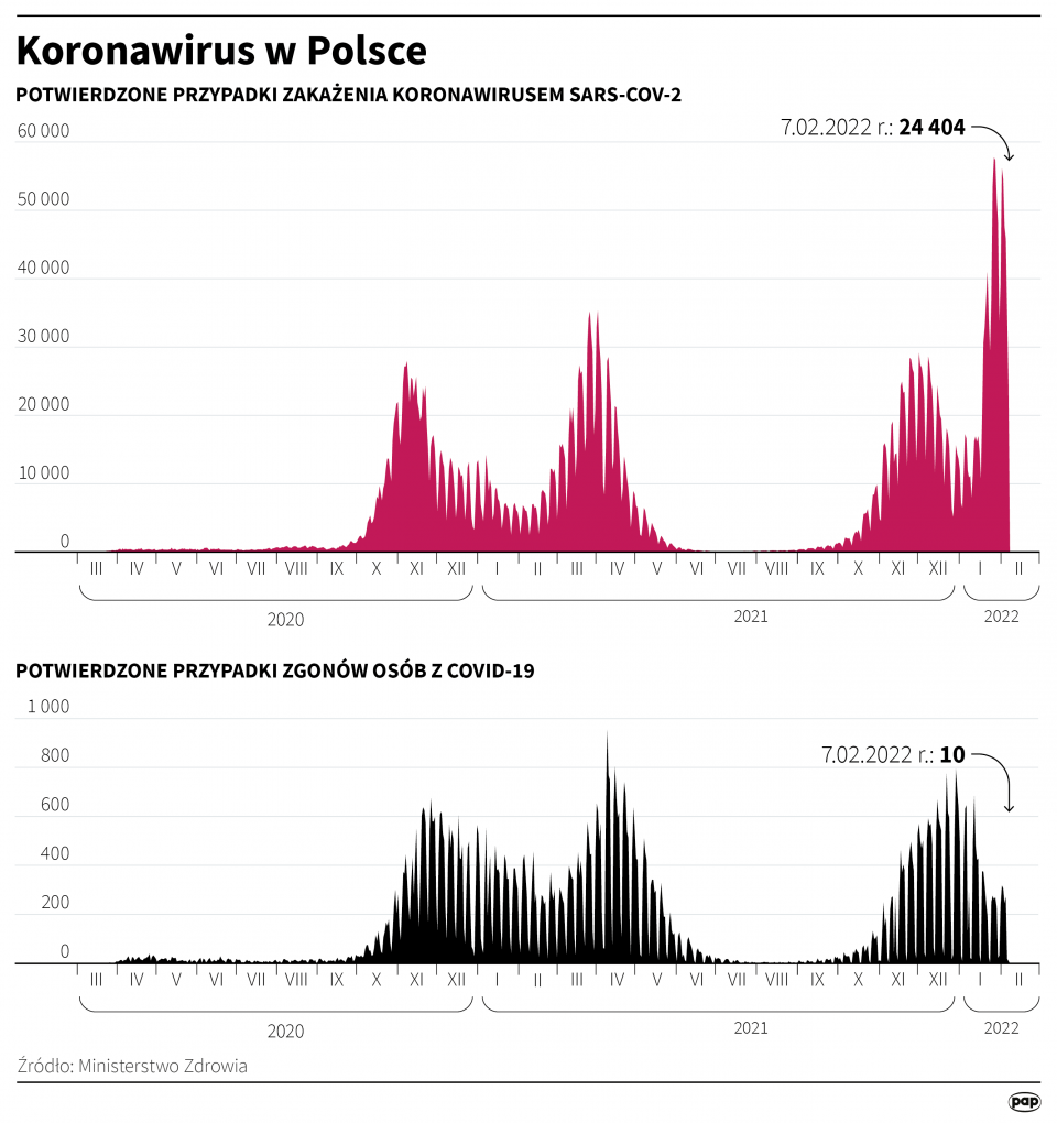 Koronawirus w Polsce - stan na 7 lutego [Autor: Maria Samczuk, źródło: PAP]