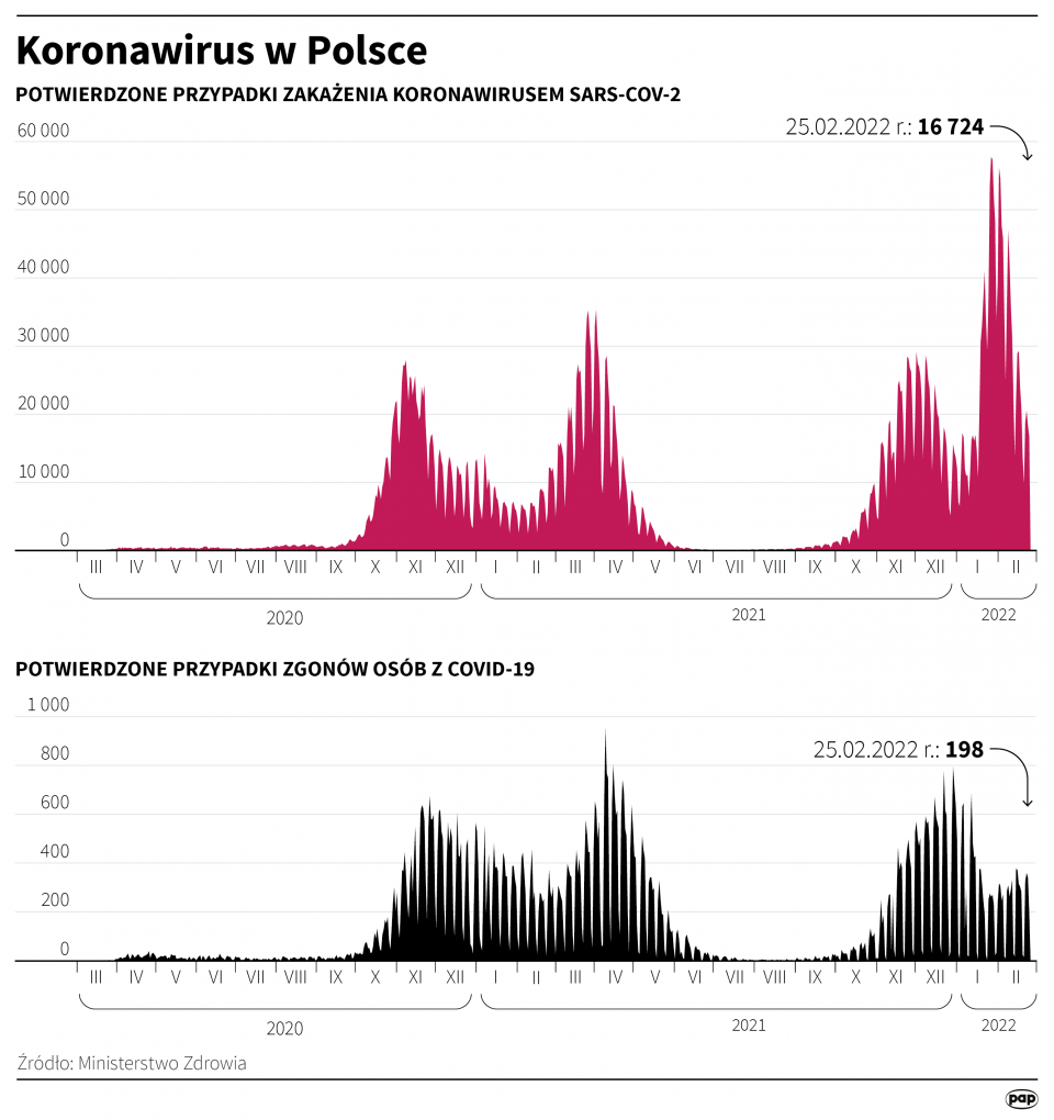 Koronawirus w Polsce - stan na 25 lutego [Autor: Maciej Zieliński, źródło: PAP]