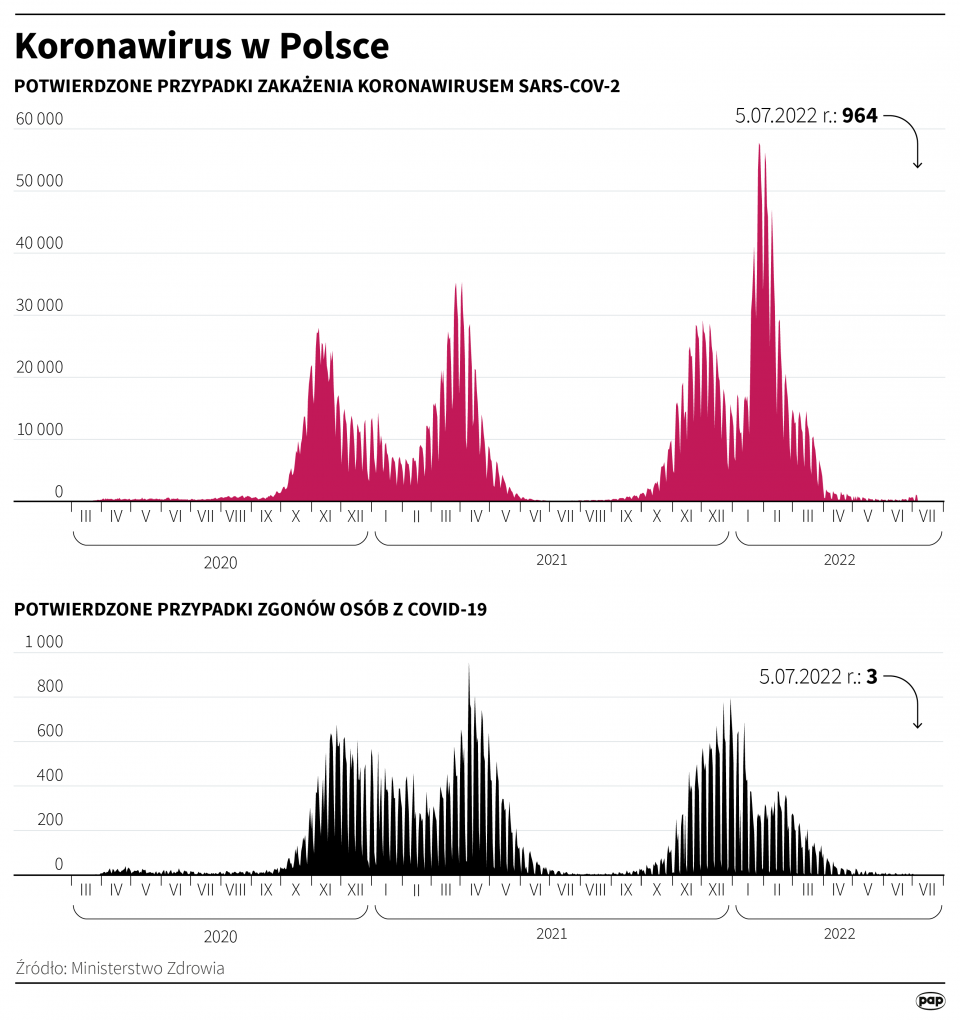 Koronawirus w Polsce - stan na 6 lipca [fot. Maciej Zieliński/PAP]