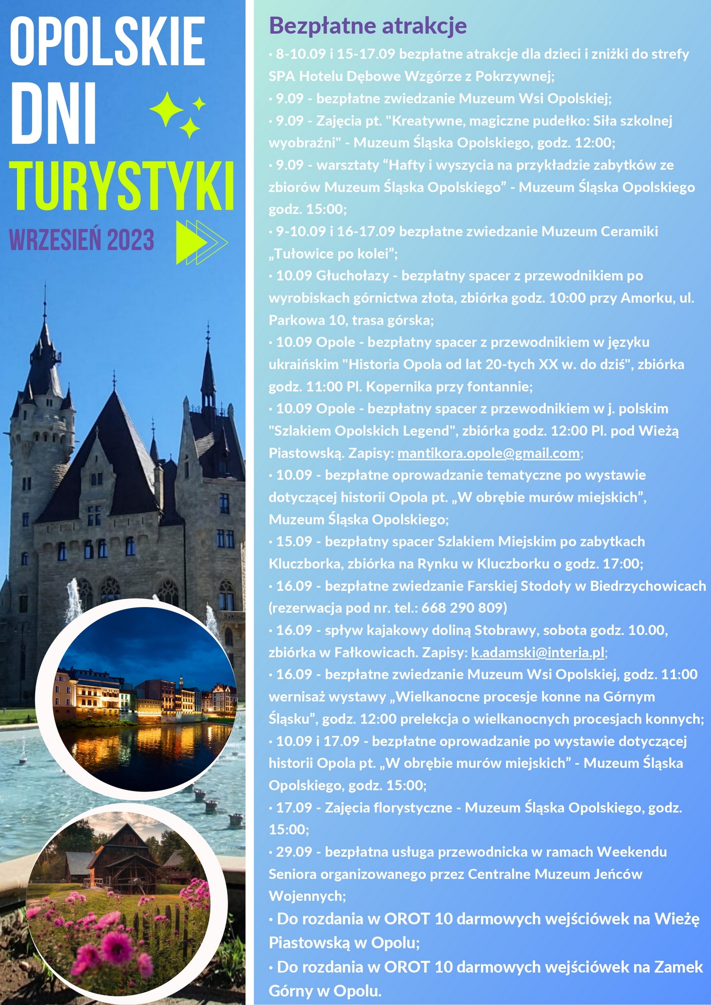 Plakat Opolskie Dni Turystyki 2023