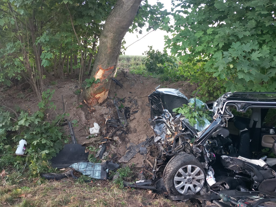 Wypadek śmiertelny w gminie Pawłowiczki [fot. PSP Kędzierzyn-Koźle]